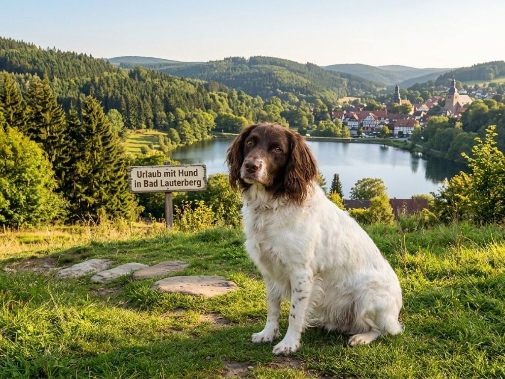 Hund vor der Harzer Landschaft bei Bad Lauterberg